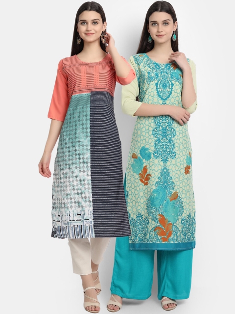 

1 Stop Fashion Women Pack of 2 Printed Kurtas, Blue