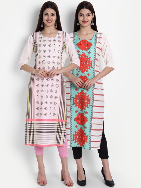 

1 Stop Fashion Women Pack of 2 Printed Kurtas, Pink