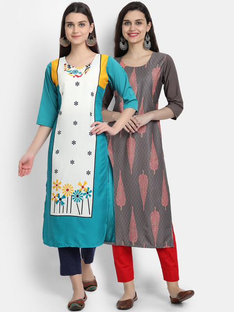 

1 Stop Fashion Women Pack of 2 Printed Kurtas, Blue
