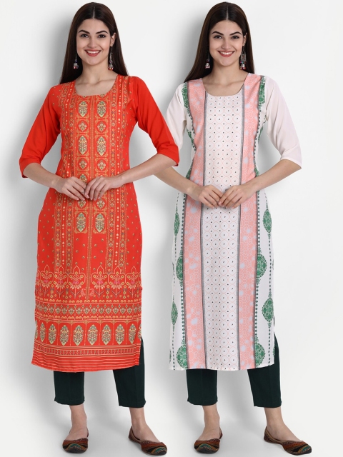 

1 Stop Fashion Women Pack of 2 Printed Kurtas, Pink