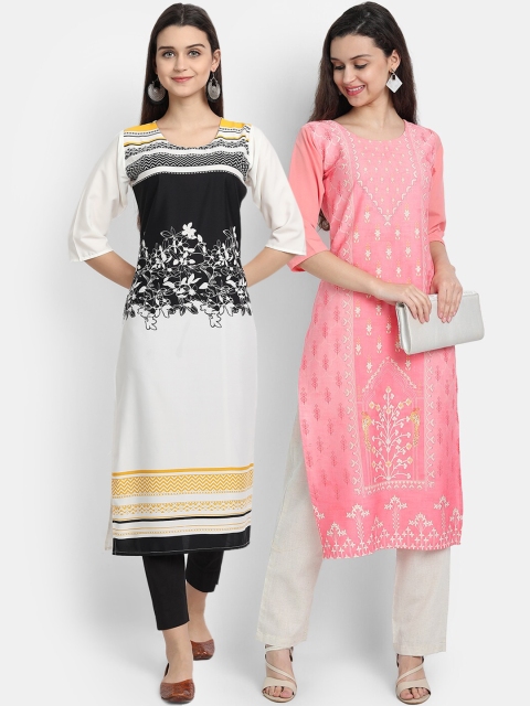 

1 Stop Fashion Women Pack of 2 Printed Kurtas, Pink