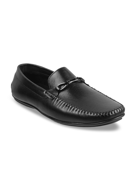 

Mochi Men Black Textured Leather Formal Loafers