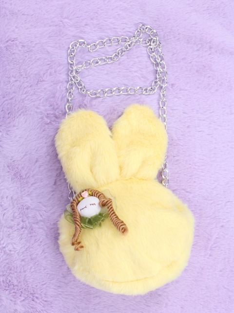 

CUTECUMBER Girls Yellow Faux Fur Sling Bag