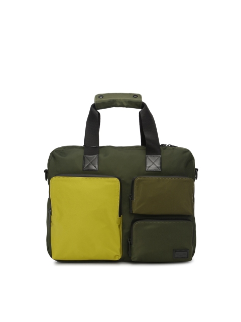 

Ted Baker Men Khaki & Green Leather Laptop Bag