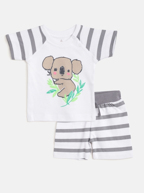 

TINYO Infant Boys White & Beige Koala Print Cotton Co-ord Set