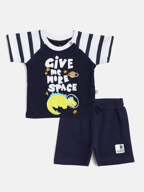 

TINYO Infant Boys Navy Blue & White Typography Print Cotton Co-ord Set