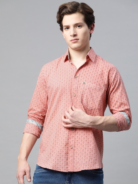 

Readiprint Fashions Men Peach-Coloured Slim Fit Printed Casual Shirt
