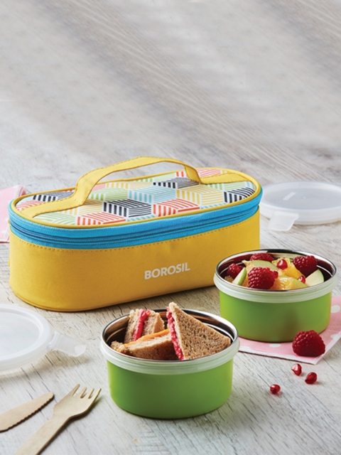 

BOROSIL Kids Yellow & Green Stainless Steel Lunch Box