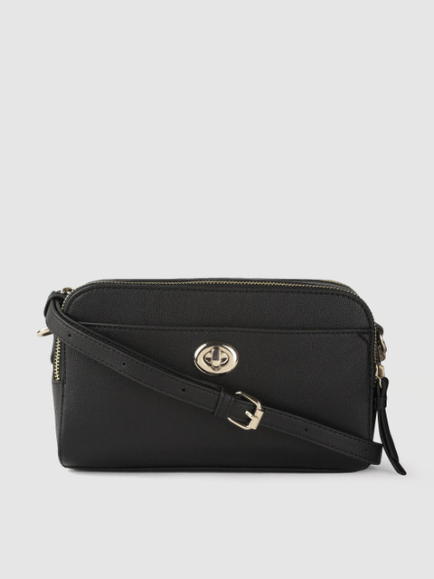 

Accessorize Black & Gold Solid Structured Sling Bag