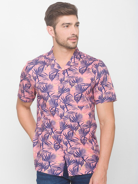 

Globus Men Pink & Purple Printed Cotton Casual Shirt