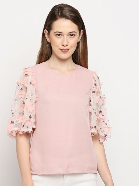 

LYKKEIN Women Pink Embellished Top