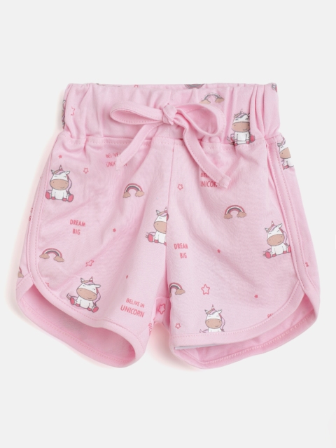 

TINYO Infant Girls Pink & White Unicorn Printed Shorts