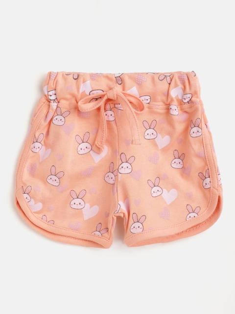 

TINYO Infant Girls Peach-Coloured & Pink Printed Shorts