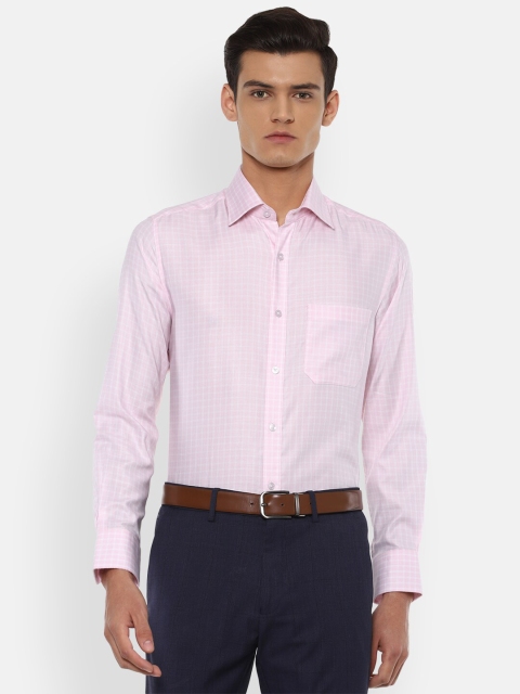 

Louis Philippe Men Pink Checked Formal Shirt