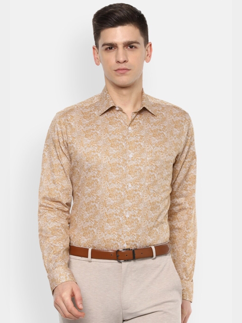 

Van Heusen Men Beige Printed Pure Cotton Formal Shirt