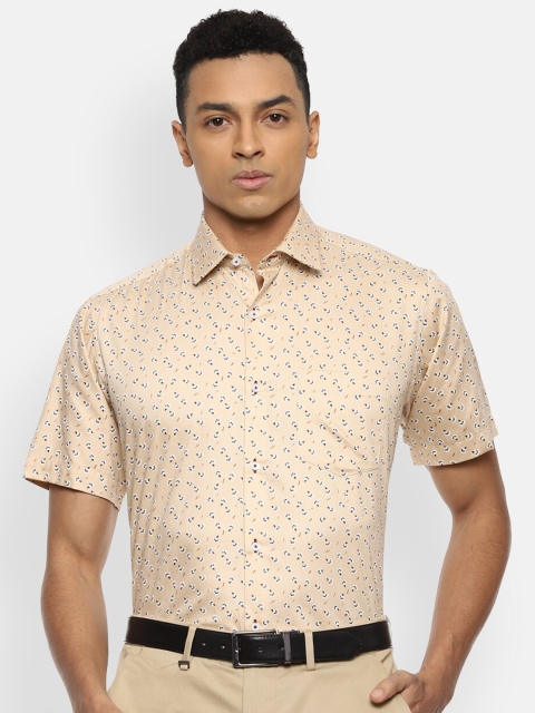 

Van Heusen Men Cream-Coloured Floral Printed Pure Cotton Formal Shirt