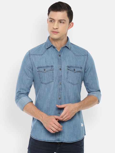 

VAN HEUSEN DENIM LABS Men Blue Slim Fit Casual Shirt