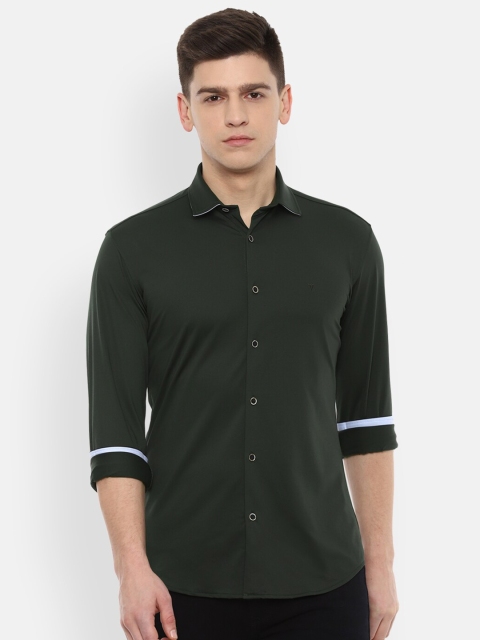 

Van Heusen Sport Men Olive Green Solid Slim Fit Casual Shirt