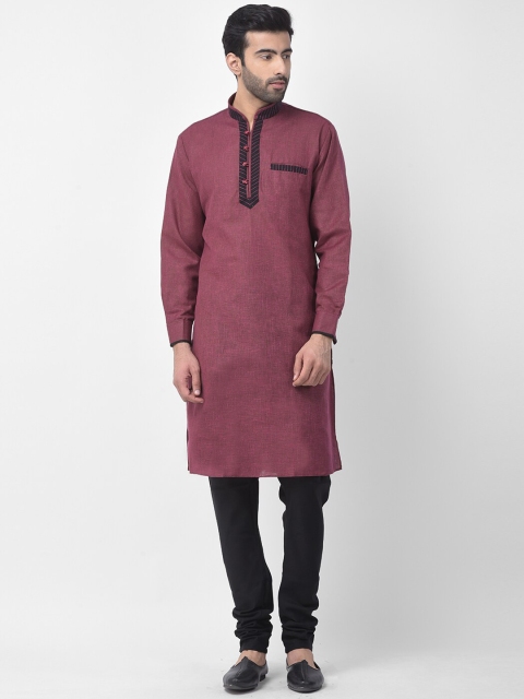 

SG LEMAN Men Maroon Dupion Silk Kurta with Pyjamas