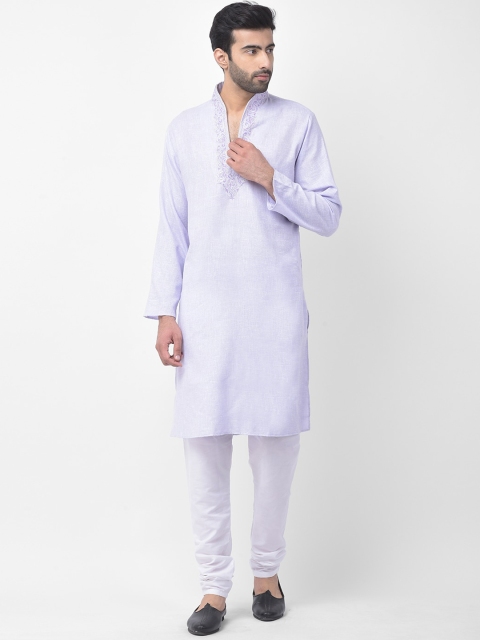 

SG LEMAN Men Purple Raw Silk Kurta with Churidar