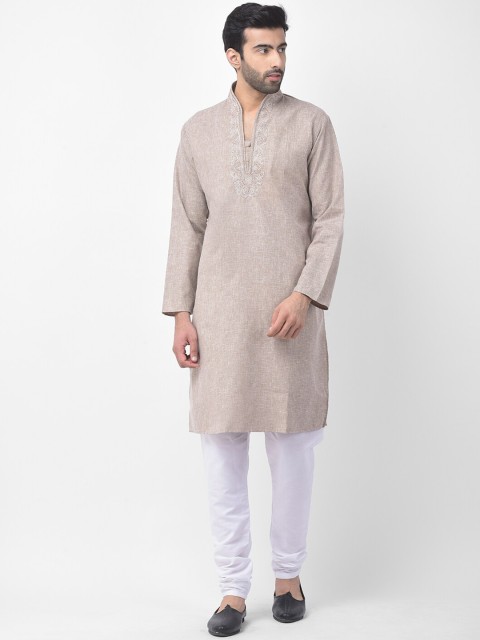 

SG LEMAN Men Brown Raw Silk Kurta with Pyjamas