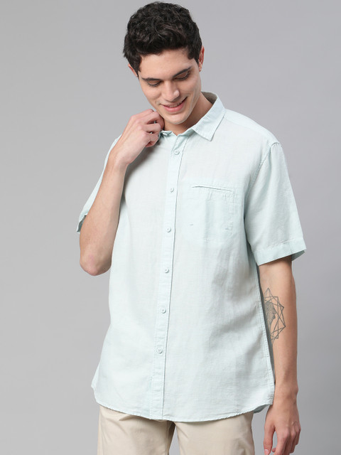 

Marks & Spencer Men Turquoise Blue Casual Shirt