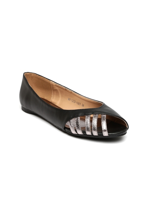 

Solovoga Women Black Peep-Toed Ballerinas