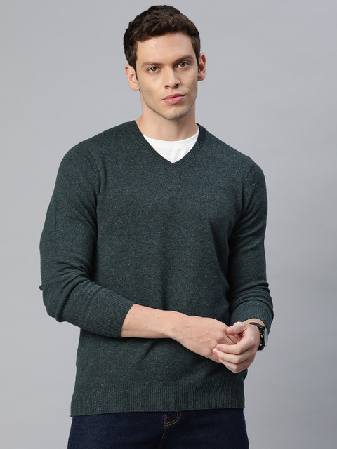 

Marks & Spencer Men Pure Wool Green Solid Sweater
