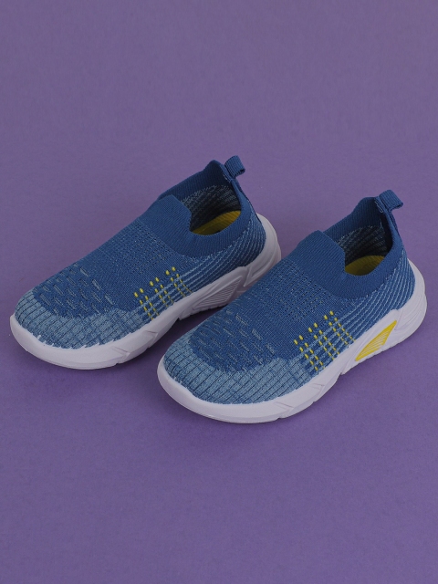 

FEETWELL SHOES Unisex Kids Blue Woven Design Slip-On Sneakers