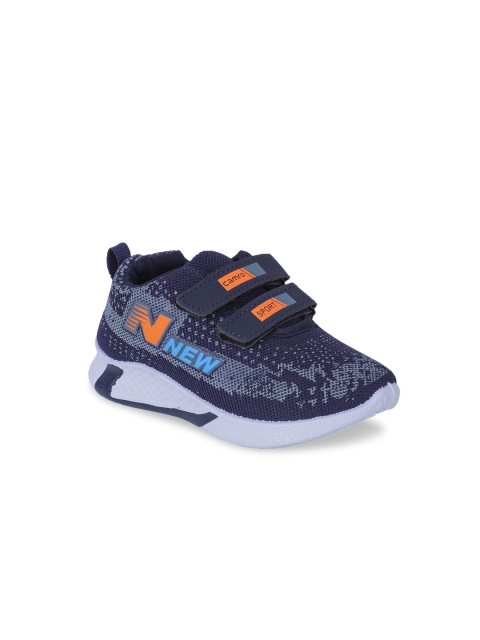 

FEETWELL SHOES Kids Blue & Orange Woven Design Sneakers