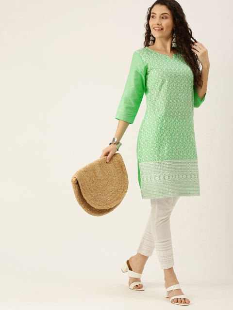 

SWAGG INDIA Green Ethnic Motifs Embroidered Kurti