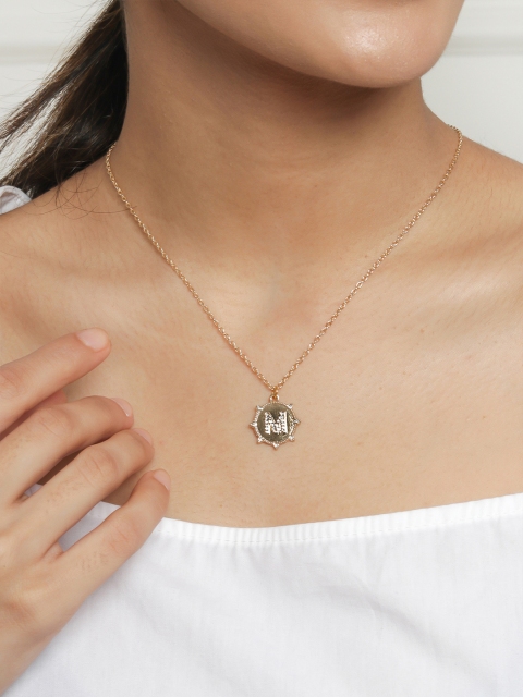

ToniQ Gold-Toned & White Gold-Plated Initial M Necklace