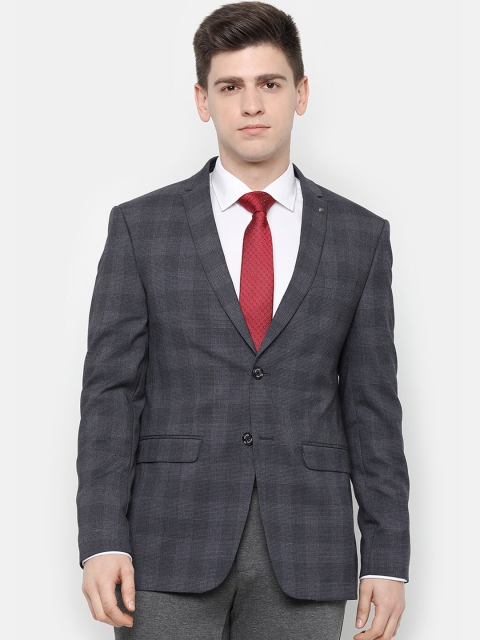 

Allen Solly Men Grey Checked Slim Fit Single Breasted Formal Blazer