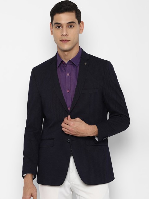 

Allen Solly Men Black Self Design Single-Breasted Slim-Fit Formal Blazer