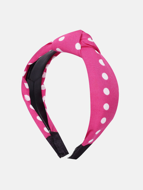 

Kryptic Girls Pink & White Polka Dots Printed Knotted Hairband