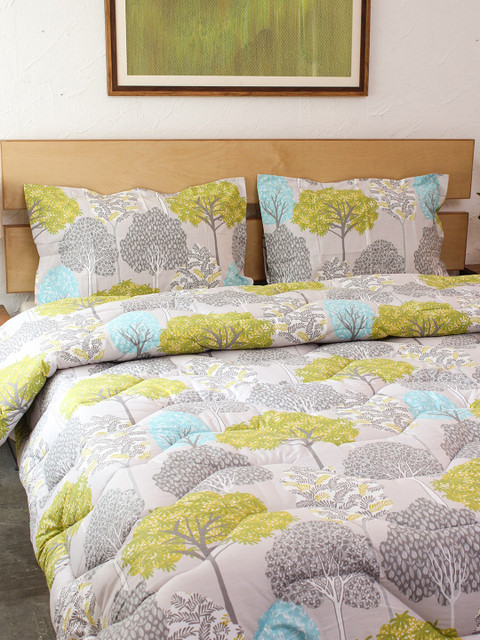 

House This Green & Purple Floral Heavy Winter 354 GSM Double Bed Comforter
