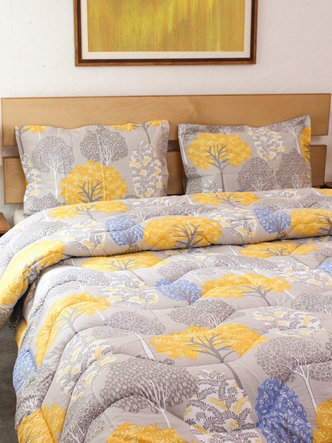 

House This Yellow & Grey Motifs Heavy Winter 354 GSM Pure Cotton Double Bed Comforter