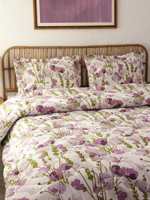 

House This Purple & Beige Himalayan Pure Cotton Heavy Winter 350 GSM Double Bed Comforter