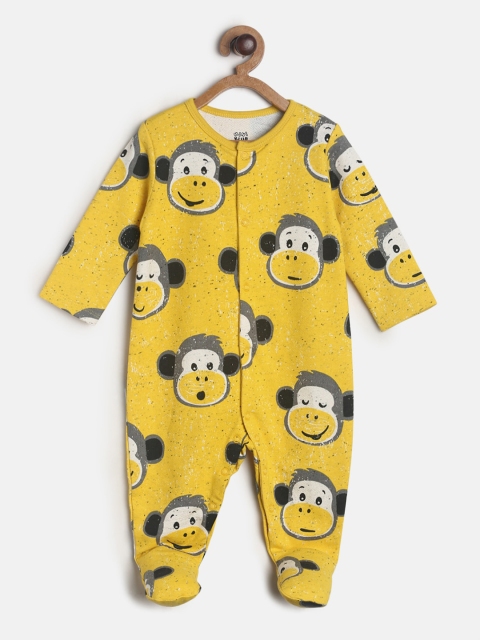 

MINI KLUB Infants Boys Animal Printed Pure Cotton Sleepsuit, Yellow
