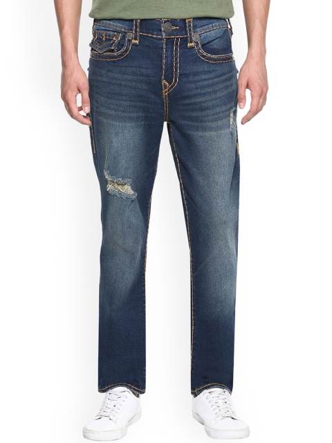 

True Religion Men Blue Mildly Distressed Light Fade Jeans