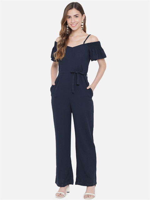

Trend Arrest Navy Blue Off Shoulder Basic Jumpsuit