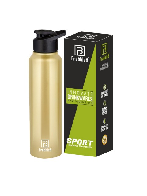 

Frabble8 Gold-Toned Single Walled Stainless Steel Fridge & Sports Water Bottle 1 Litre