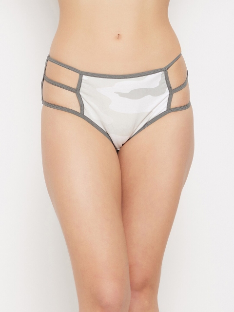 

Clovia Women White & Grey Camouflage Printed Cotton Hipster Briefs