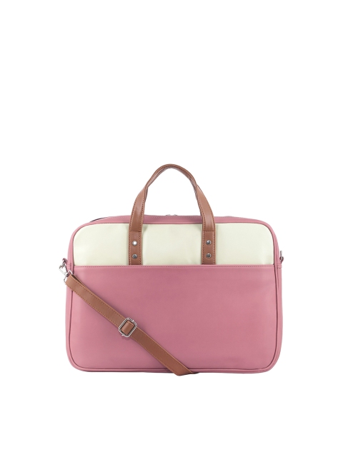 

Toteteca Women Pink & Cream-Coloured Colourblocked PU Laptop Bag