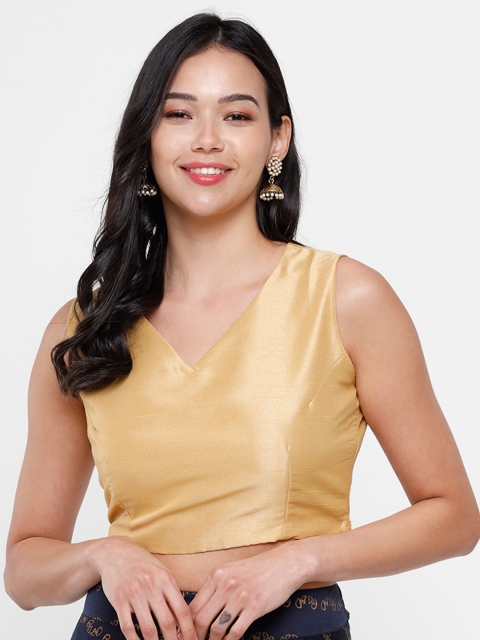 

De Moza Women Gold-Coloured Solid Saree Blouse