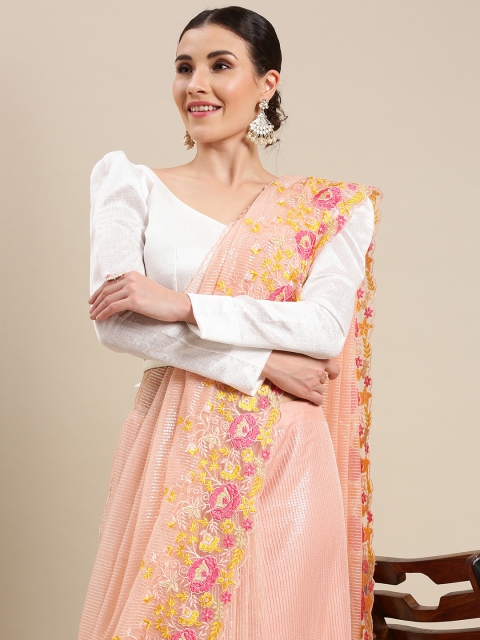

LOOKNBOOK ART Pink Embellished Sequinned Saree