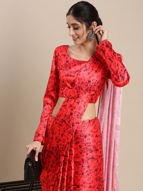 

LOOKNBOOK ART Red Floral Saree