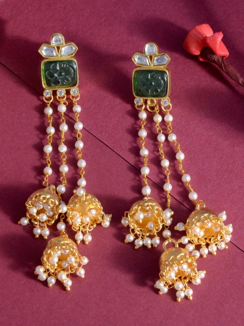 

Tistabene Green Contemporary Jhumkas Earrings