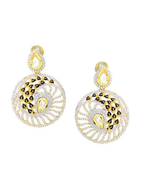 

Tistabene Black & White Gold Plated Circular Drop Earrings
