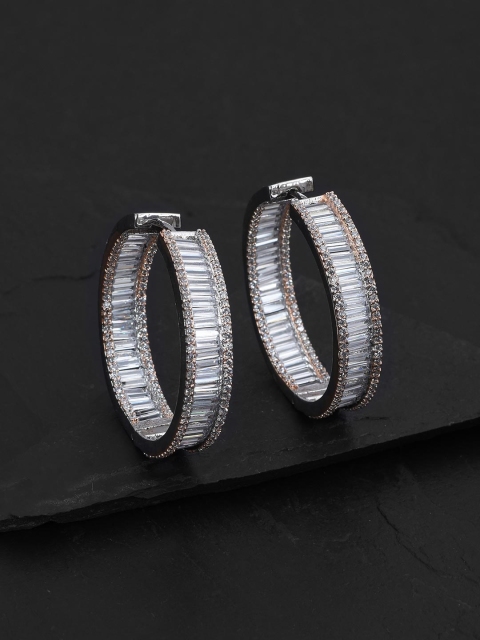 

Tistabene White & Rose Gold Silver PlatedContemporary Hoop Earrings